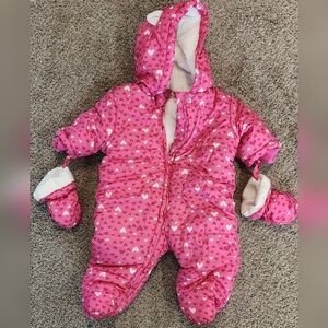 Baby Girl Snowsuit with Mittens